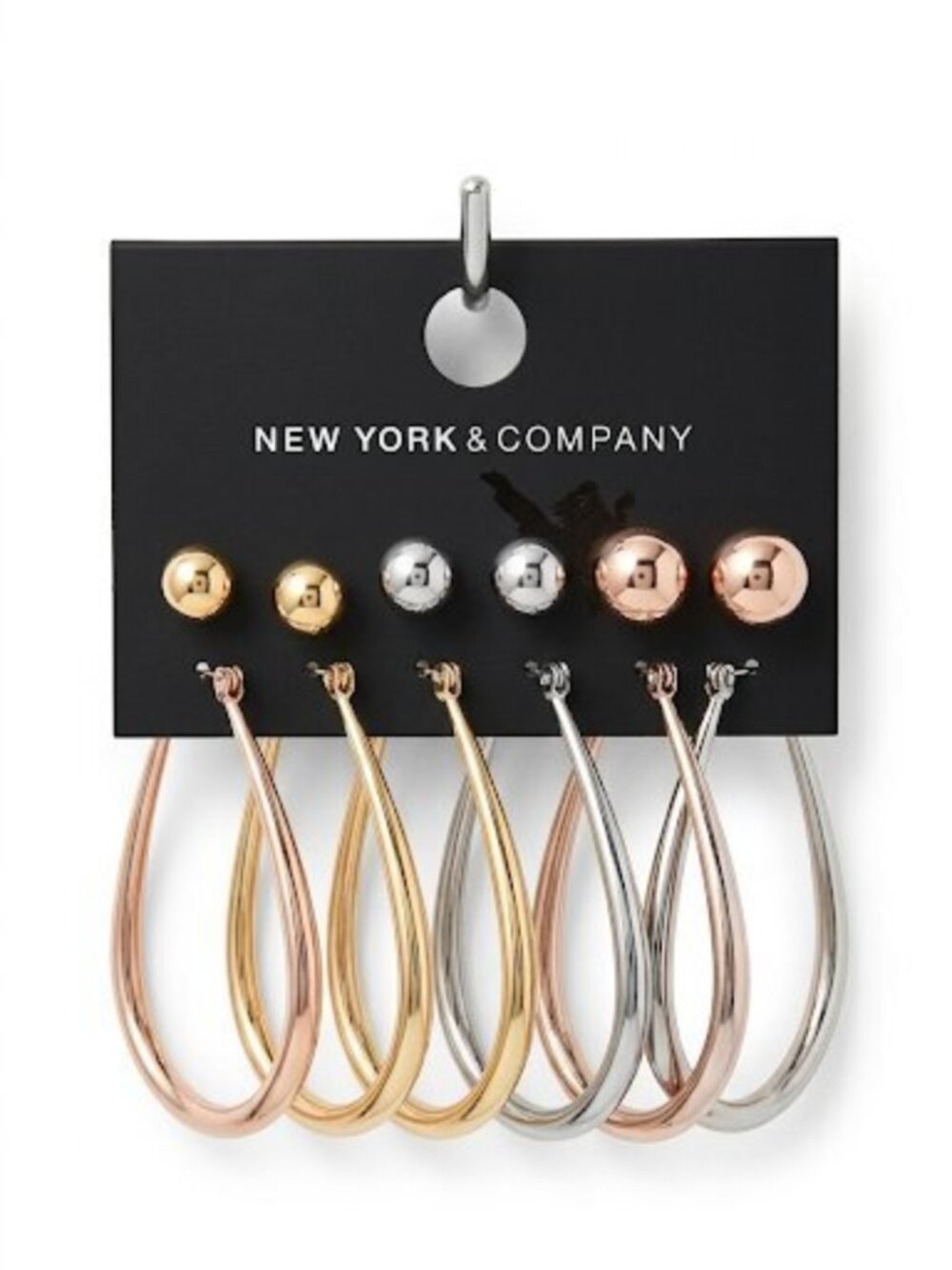 New York & Company Women's Womens Stud & Hoop Earrings 6 Pair NWT